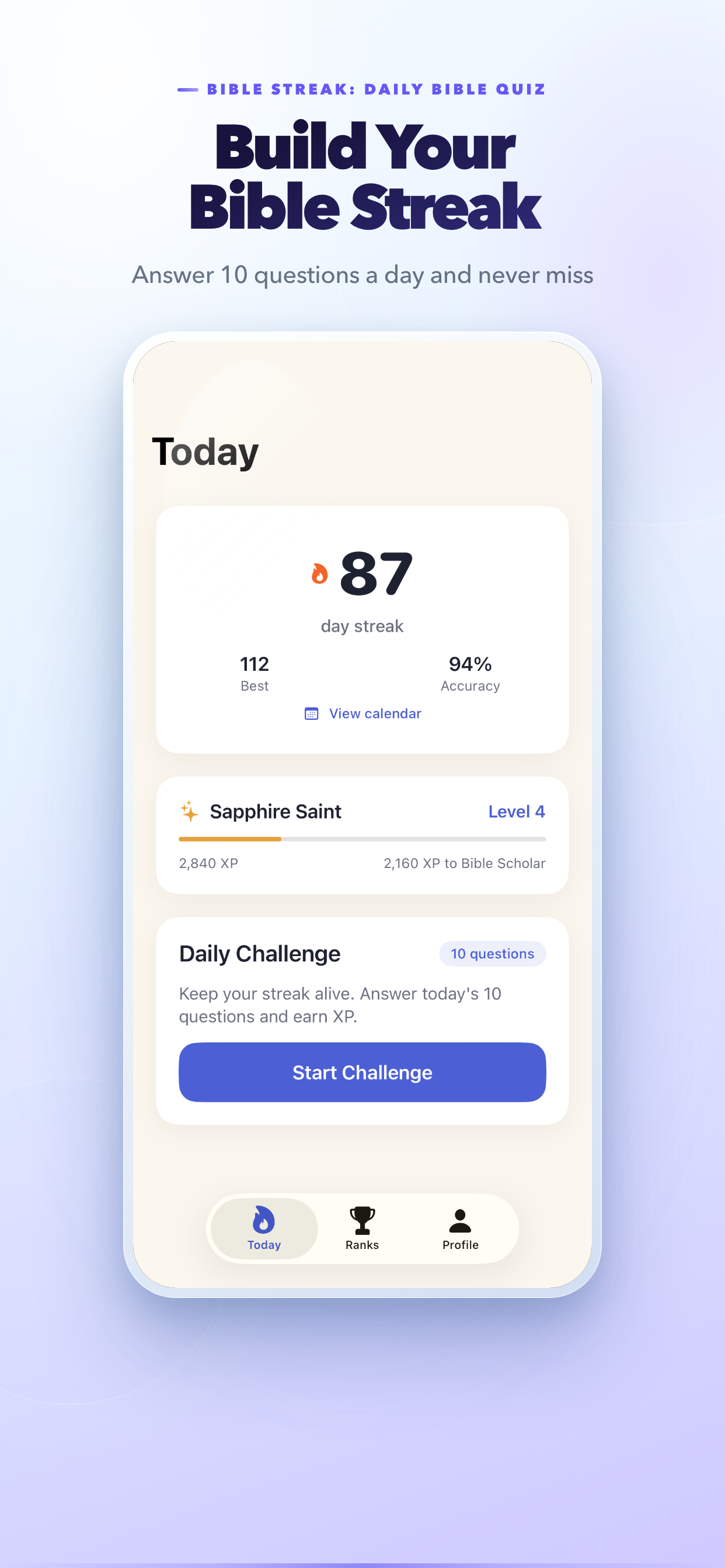 Bible Streak: Daily Bible Quiz