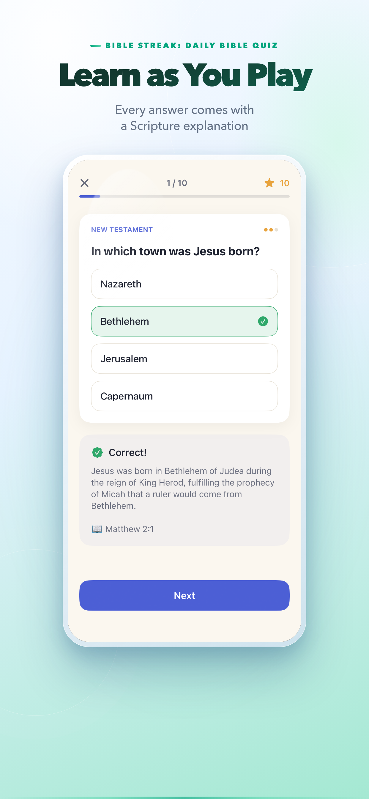 Bible Streak: Daily Bible Quiz