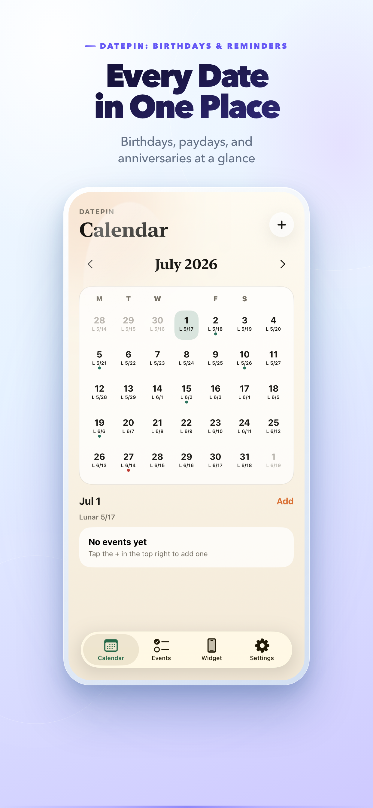 DatePin: Birthdays & Reminders