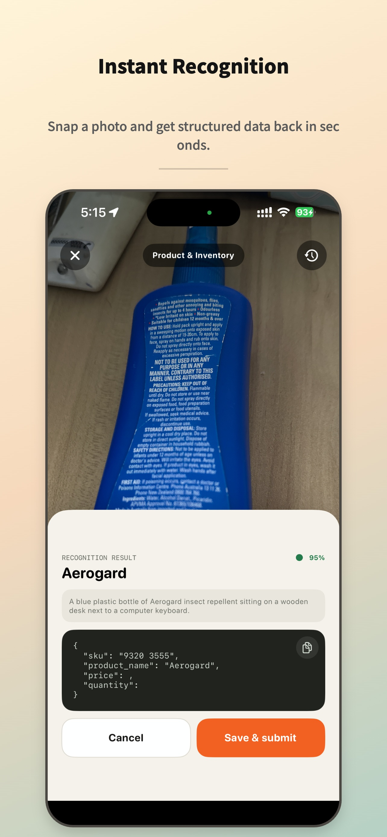 SnapEntry: Image to JSON