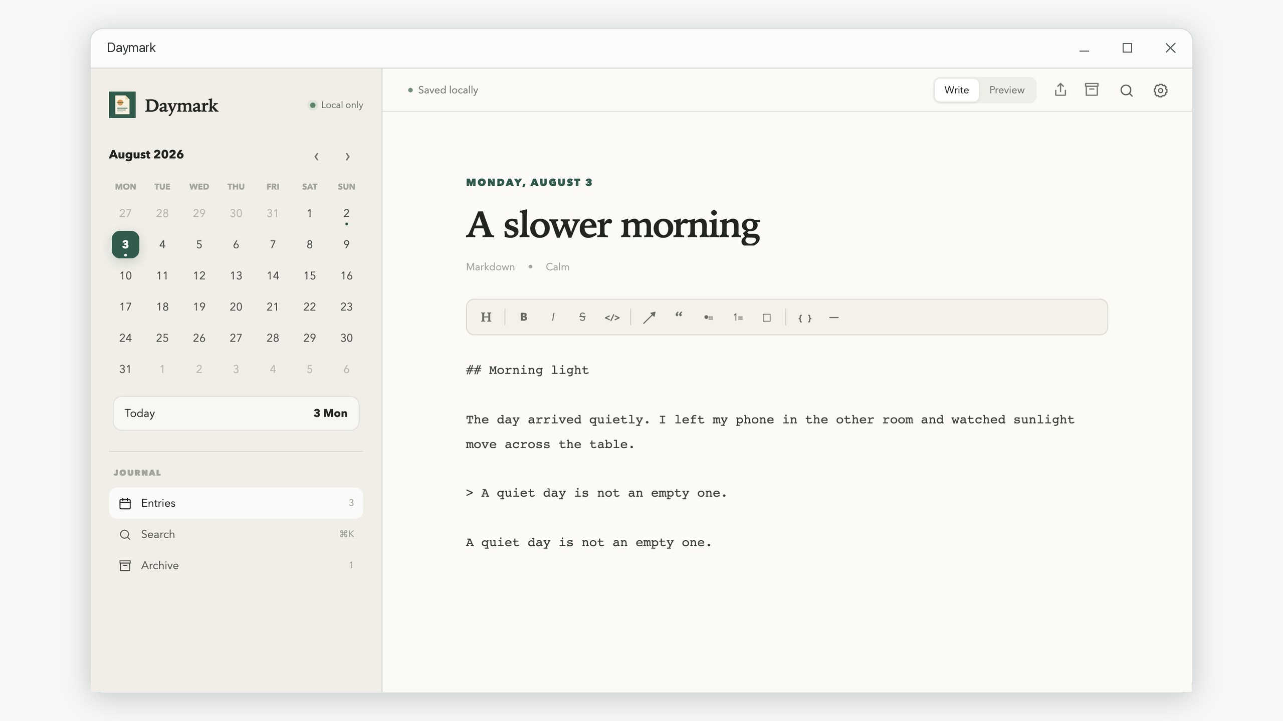 Daymark: Daily Journal
