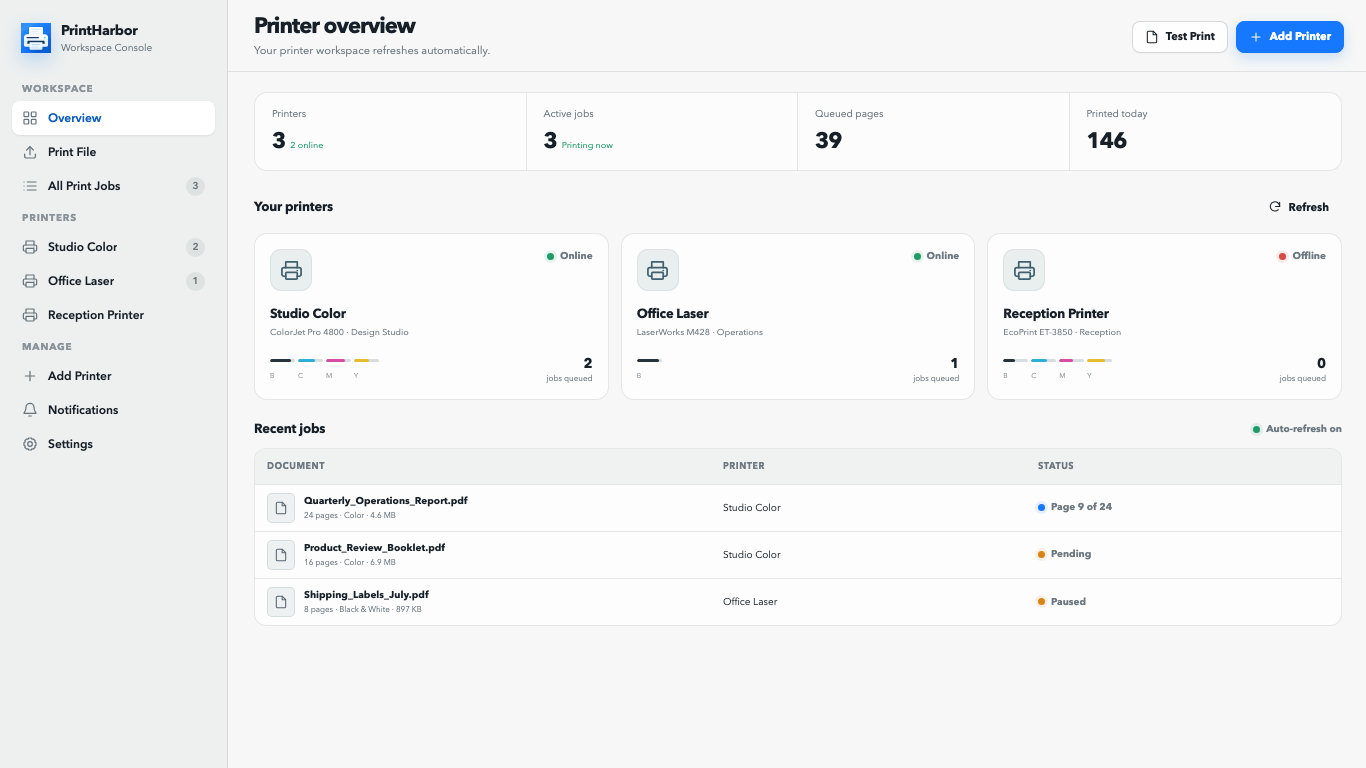PrintHarbor: Printer Manager