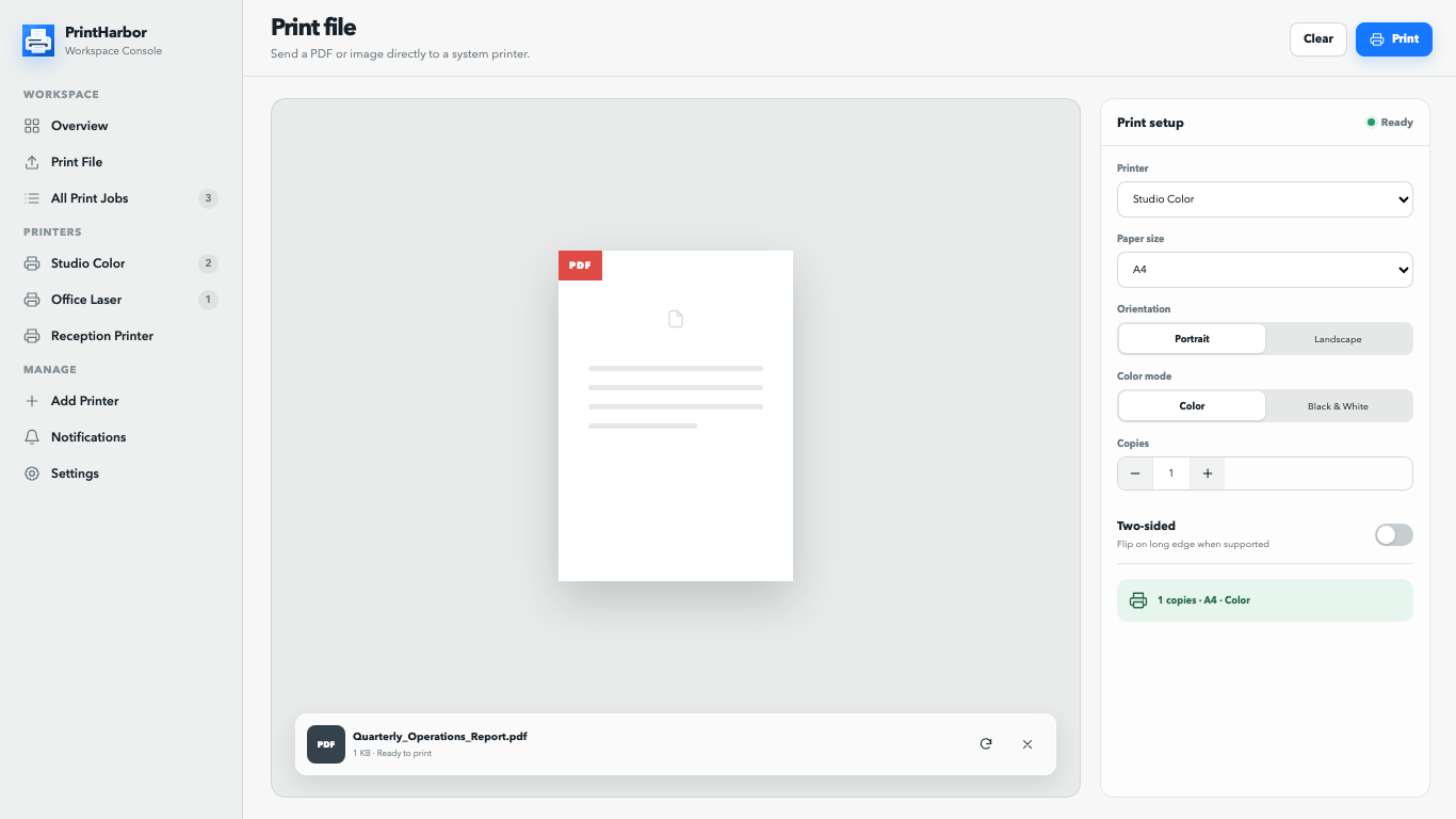 PrintHarbor: Printer Manager