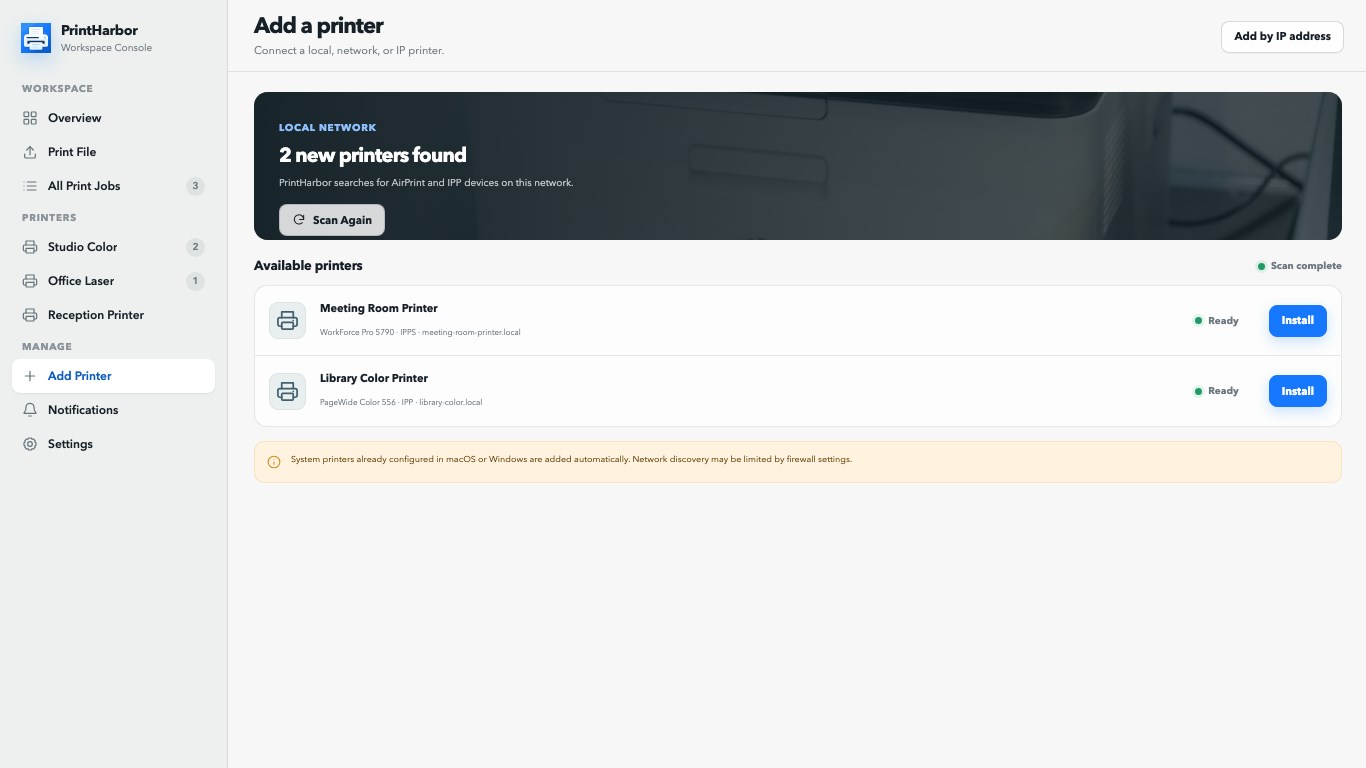 PrintHarbor: Printer Manager