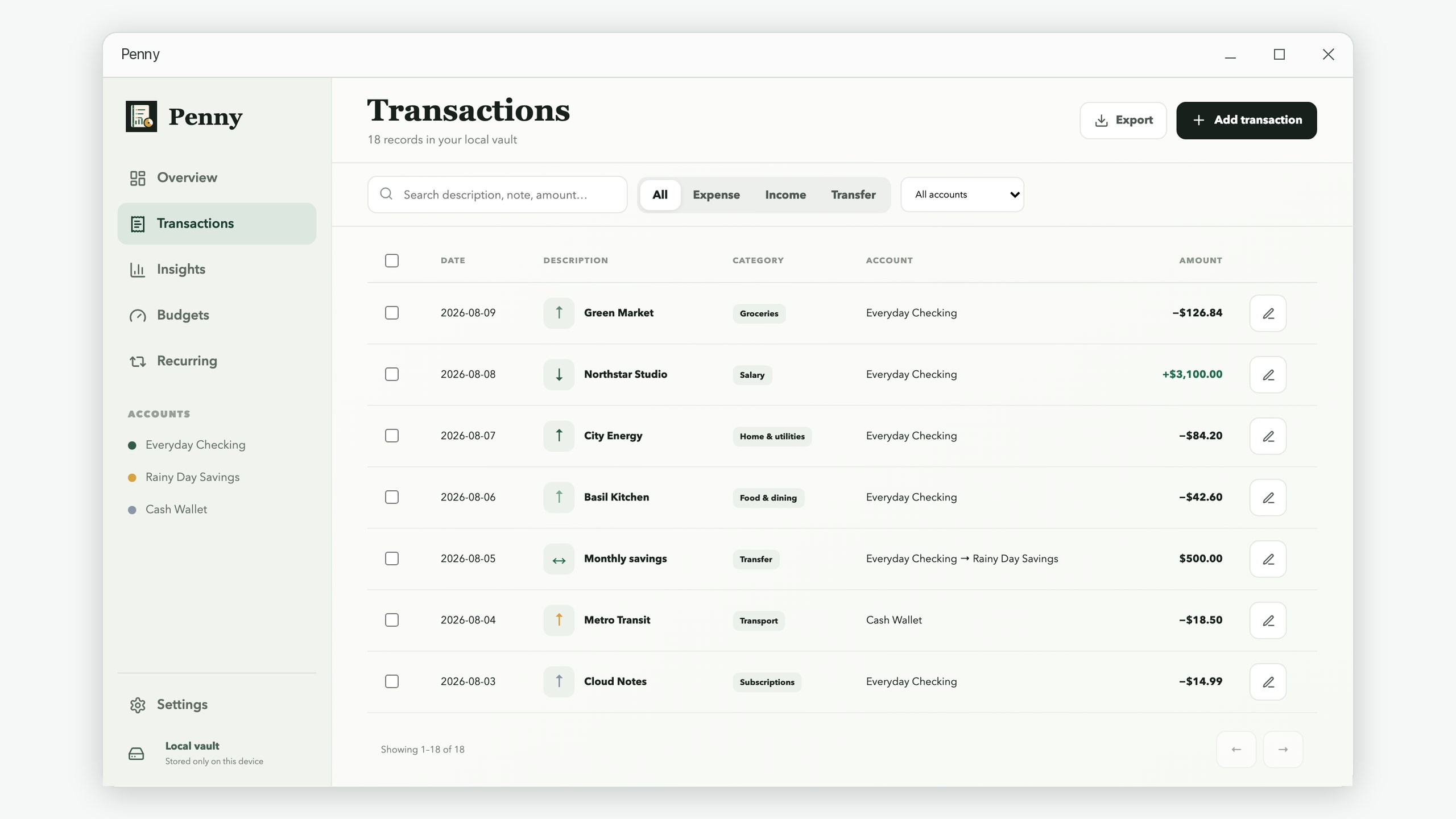 Penny: Personal Finance