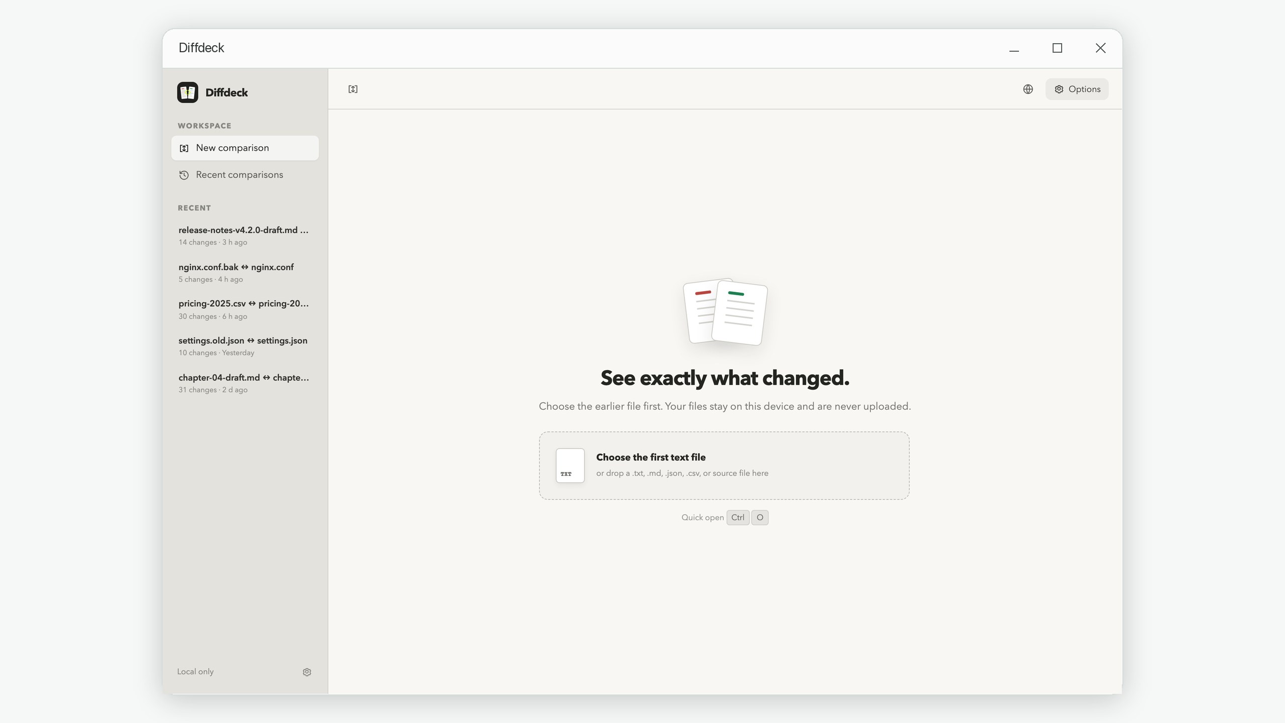 Diffdeck: Text File Compare