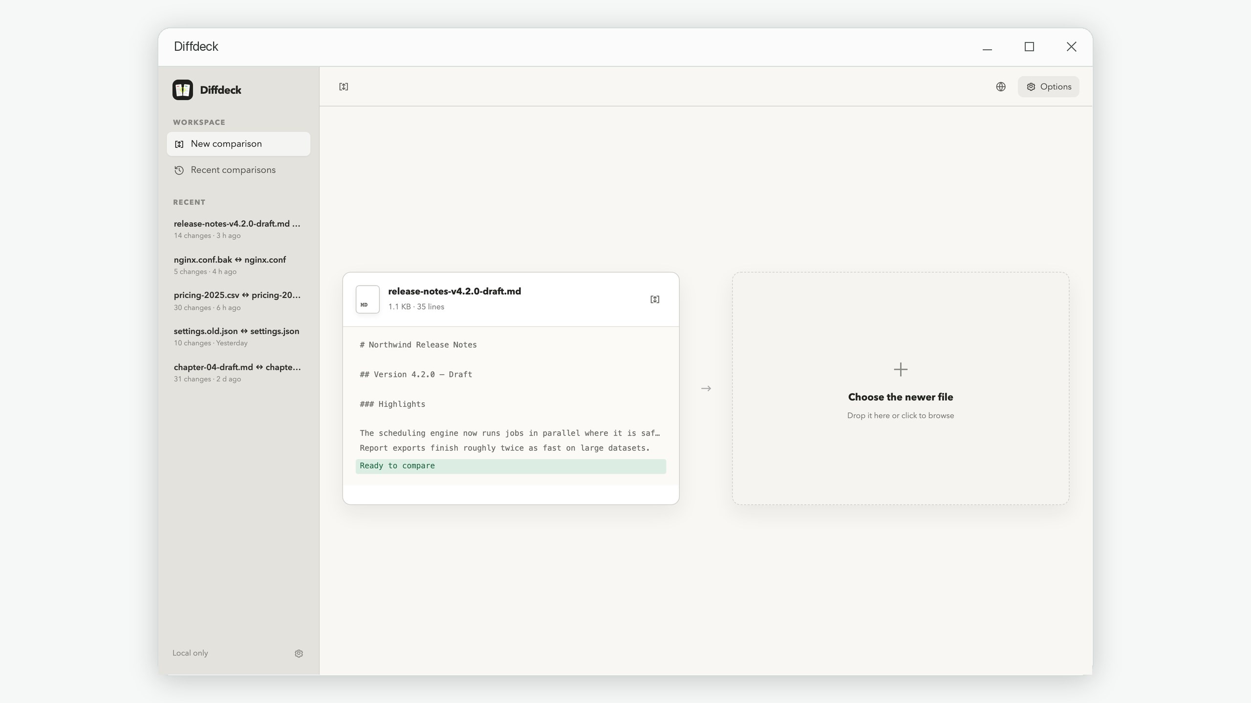 Diffdeck: Text File Compare
