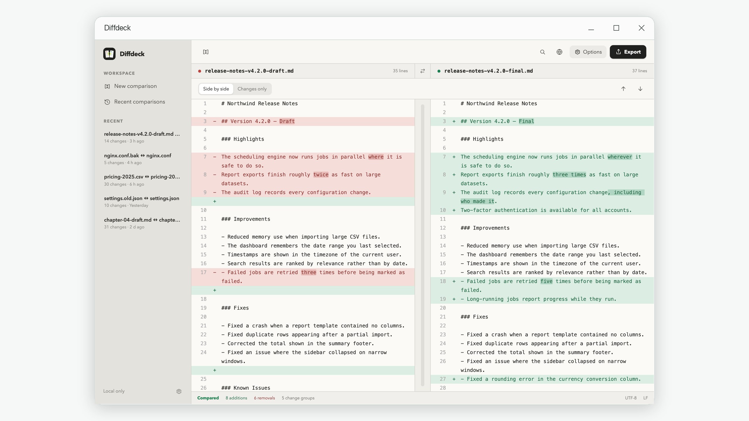 Diffdeck: Text File Compare