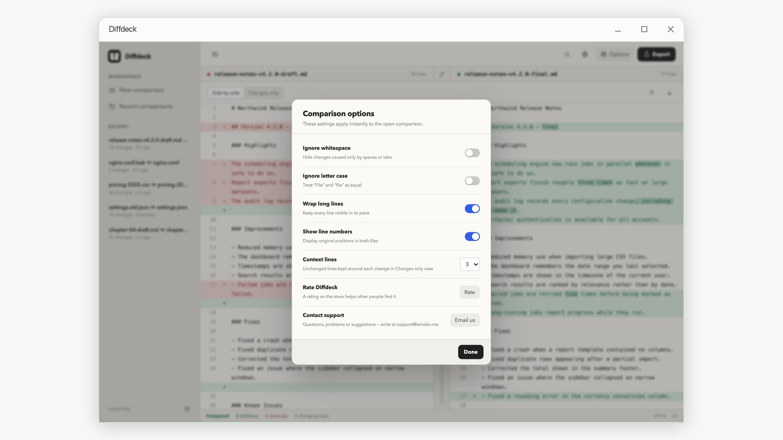 Diffdeck: Text File Compare