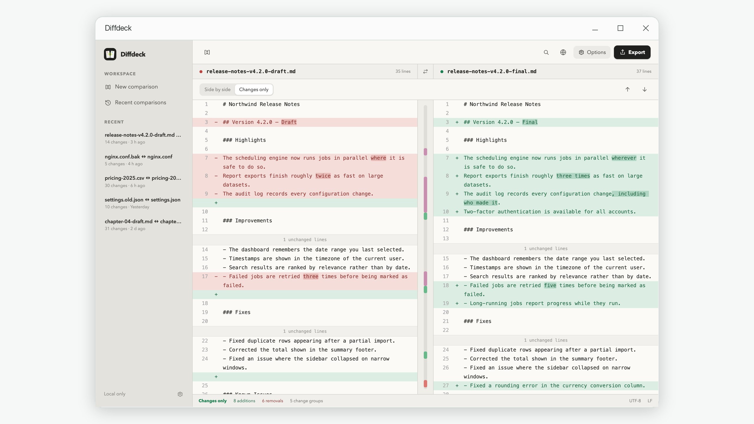 Diffdeck: Text File Compare