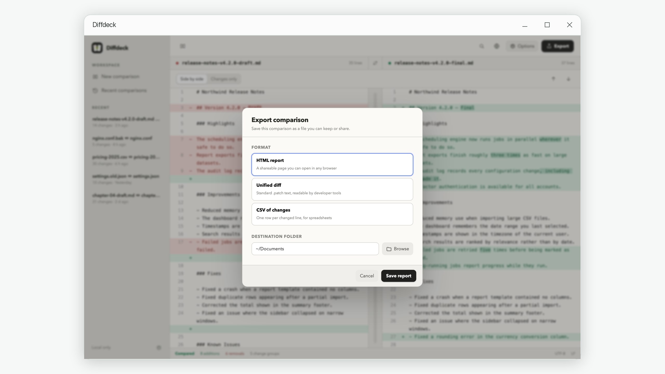 Diffdeck: Text File Compare