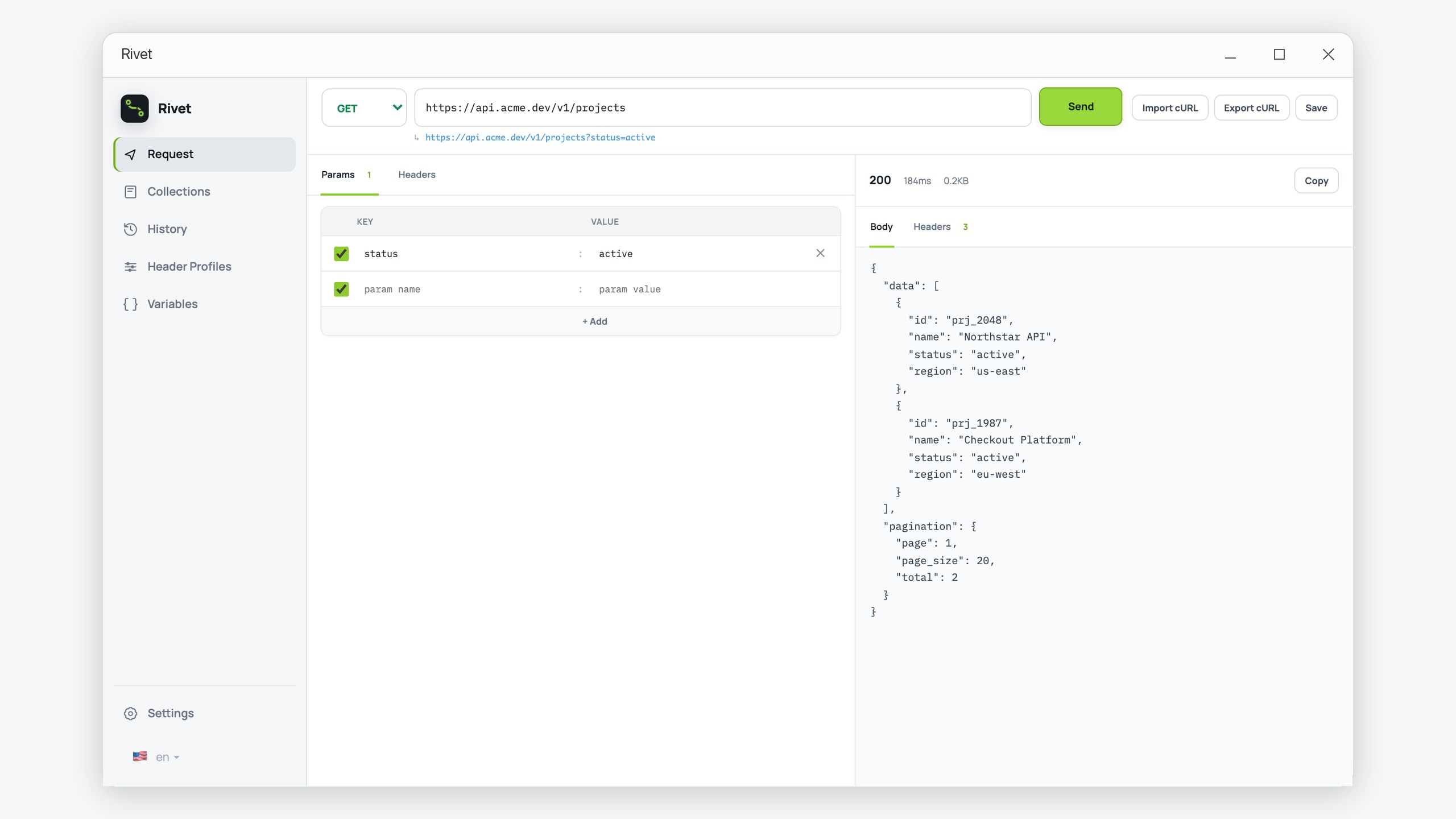 Rivet: HTTP API Client
