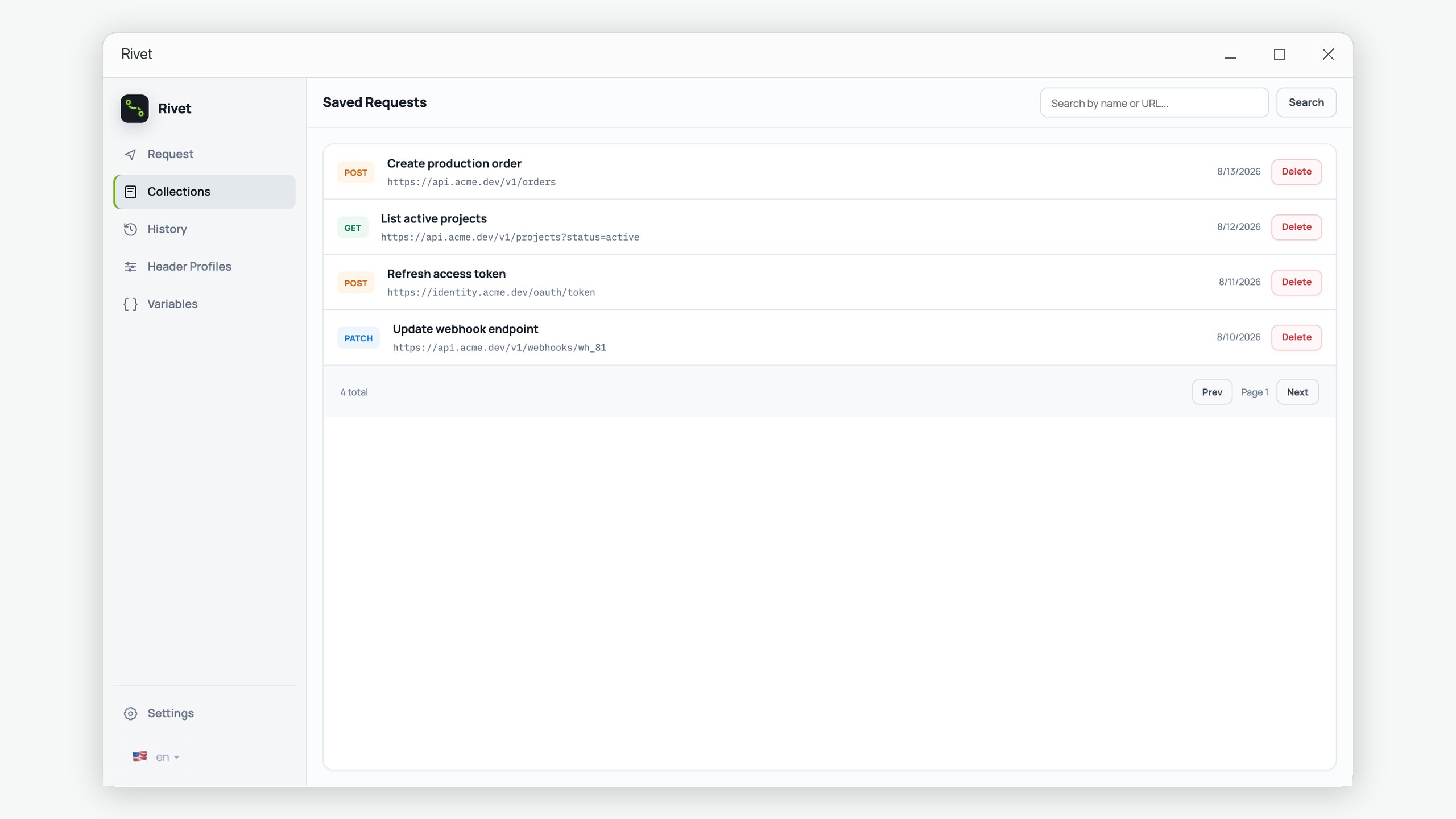 Rivet: HTTP API Client