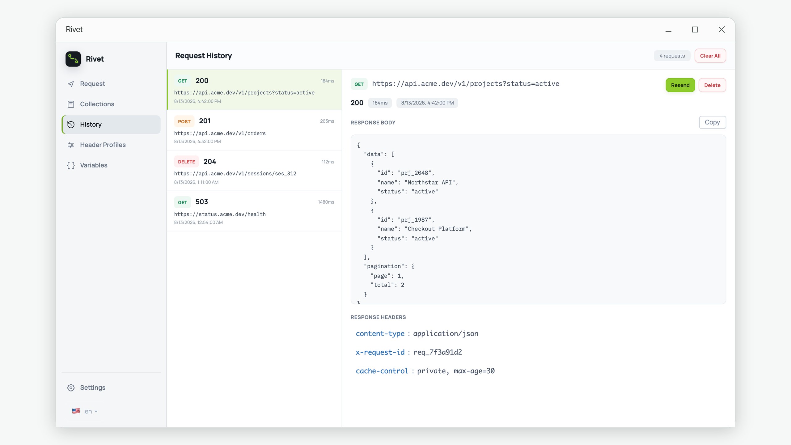 Rivet: HTTP API Client