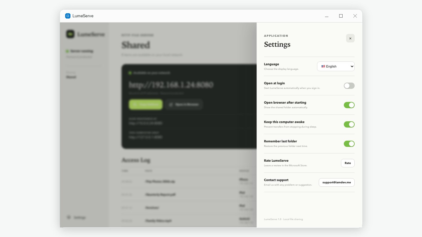 LumeServe: Local HTTP File Server