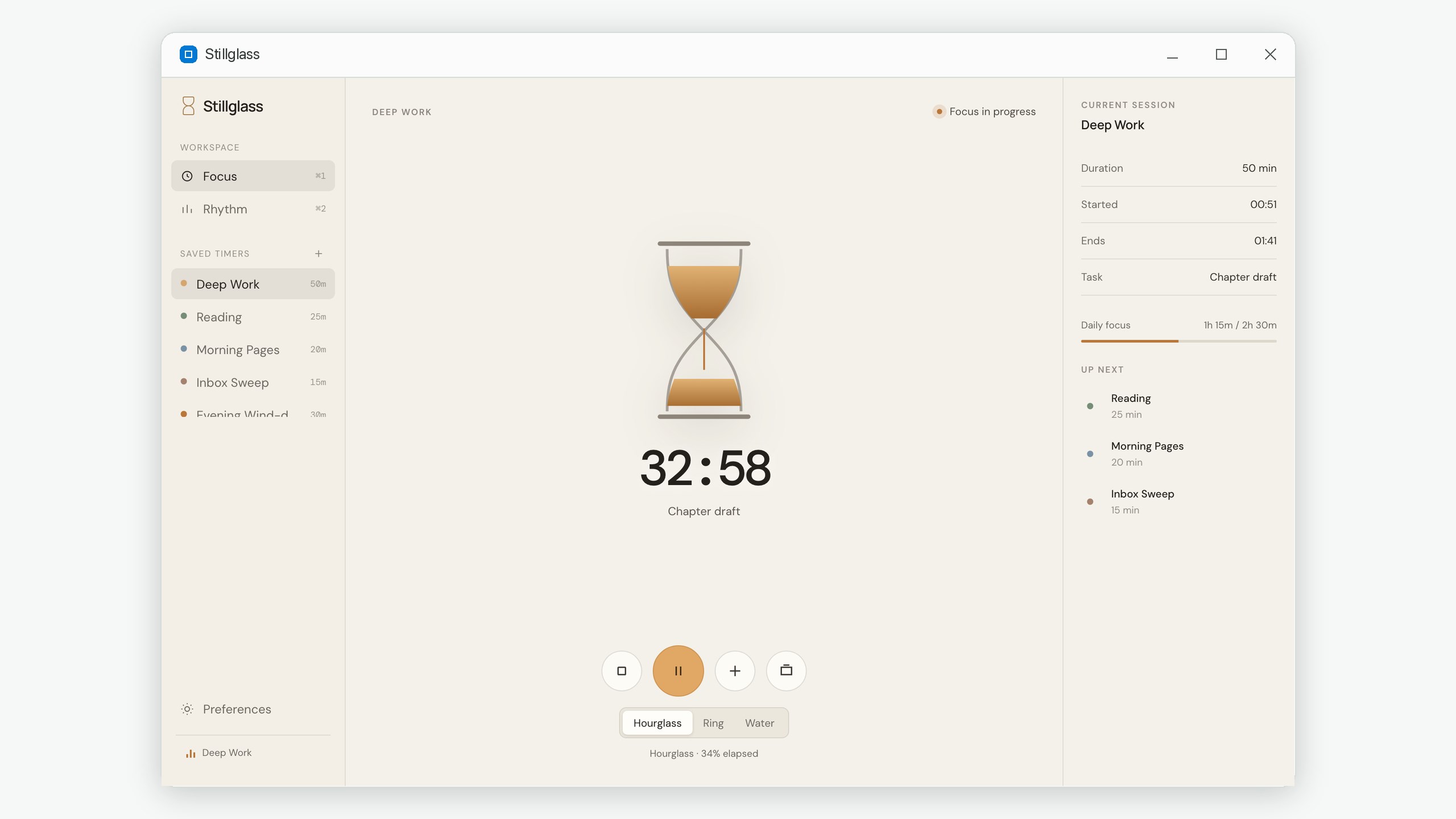 Stillglass: Visual Focus Timer