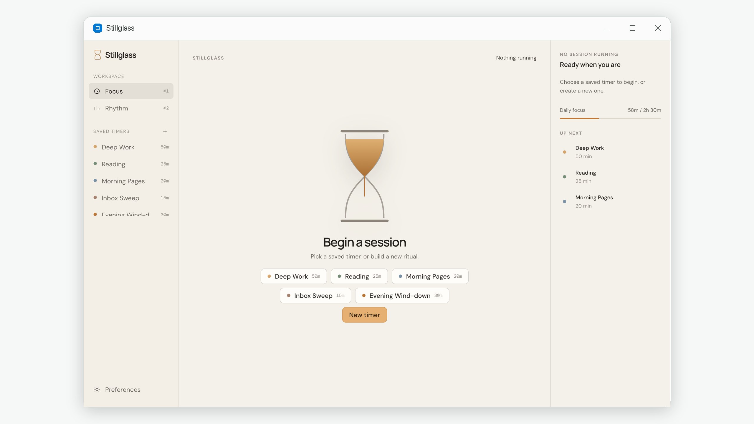 Stillglass: Visual Focus Timer