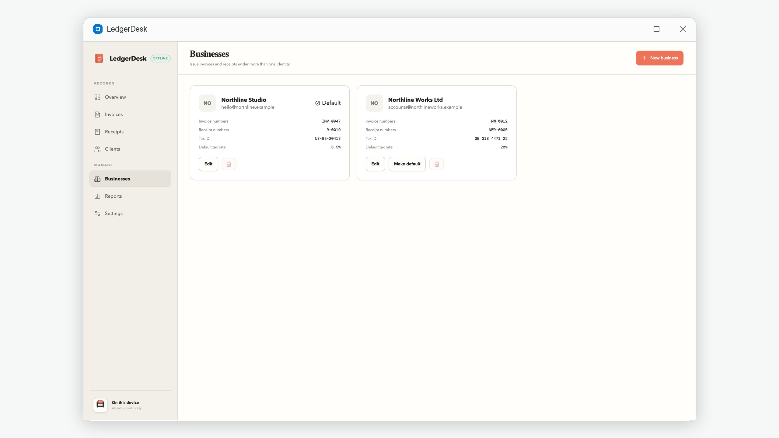 LedgerDesk: Invoices & Receipts