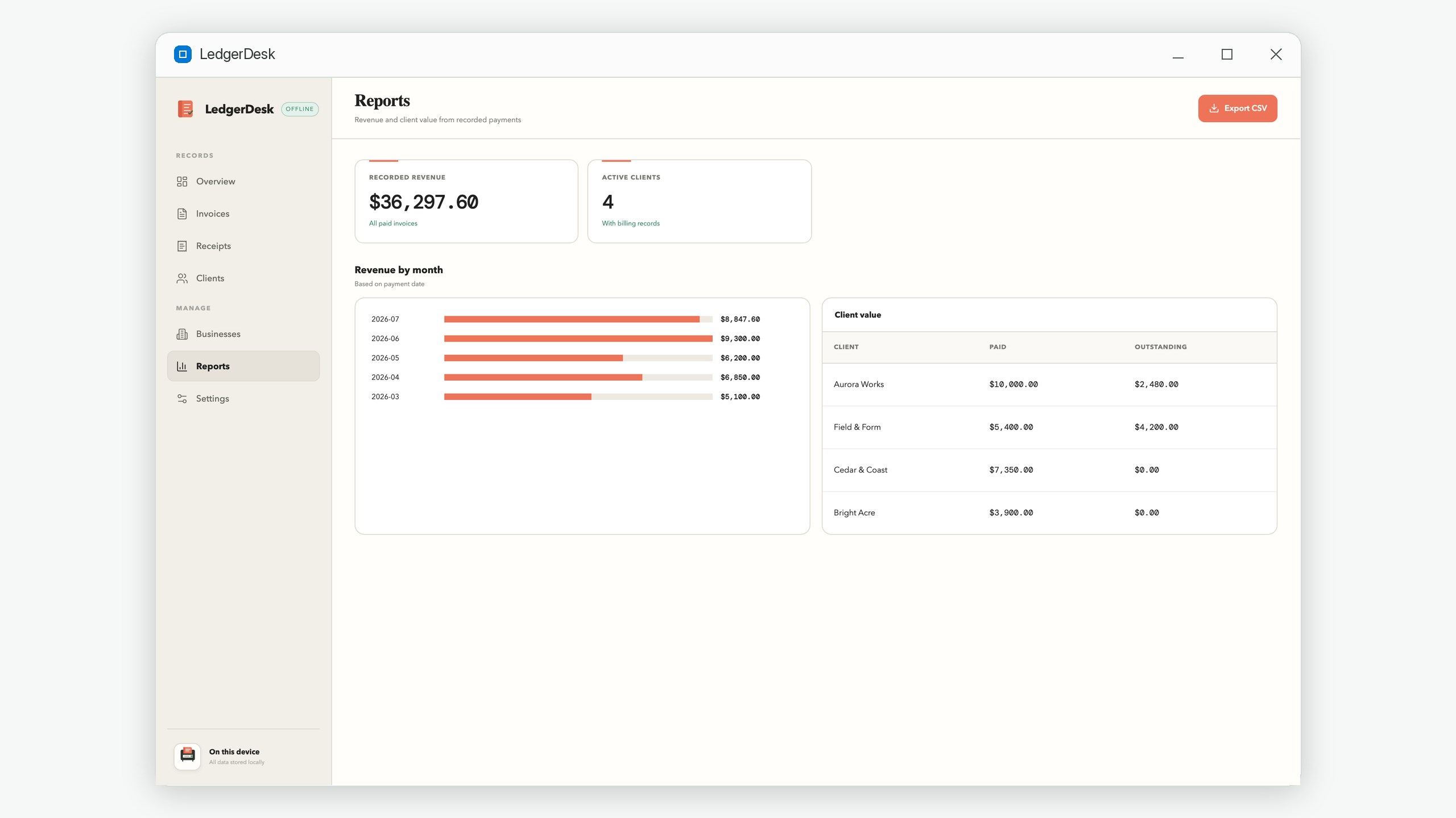 LedgerDesk: Invoices & Receipts