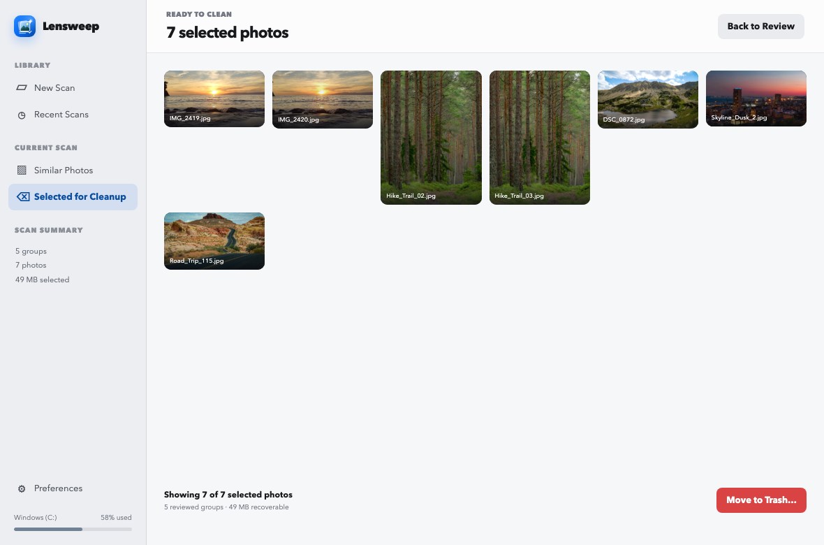 Lensweep: Duplicate Photo Cleaner