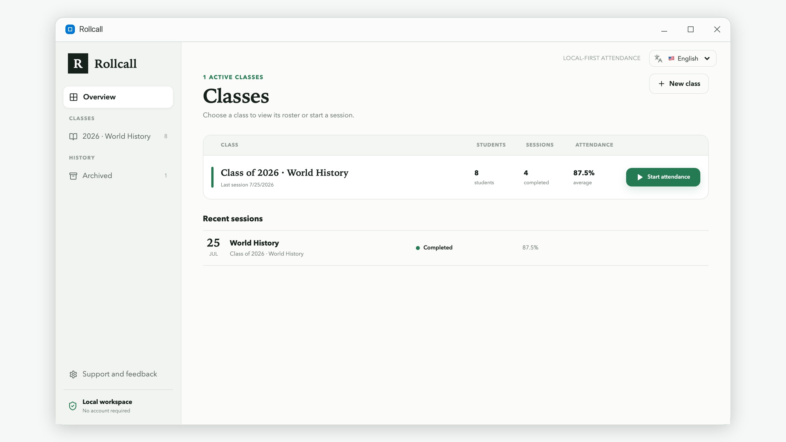 Rollcall: Class Attendance Manager