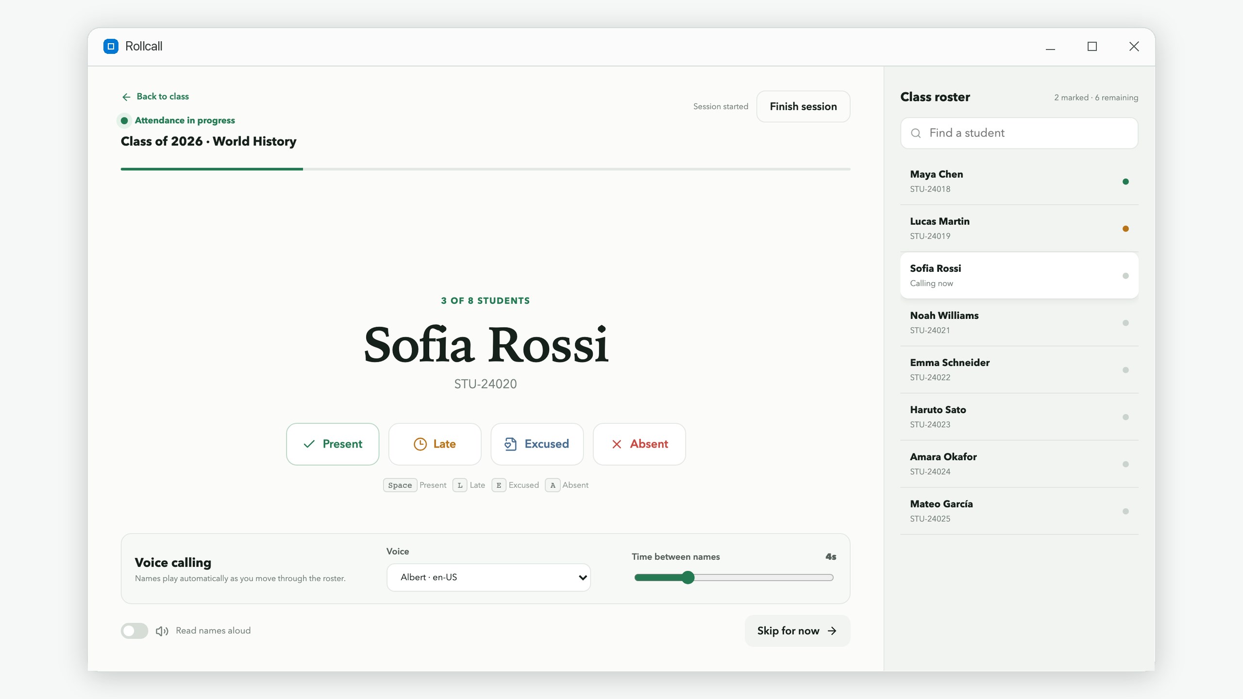 Rollcall: Class Attendance Manager