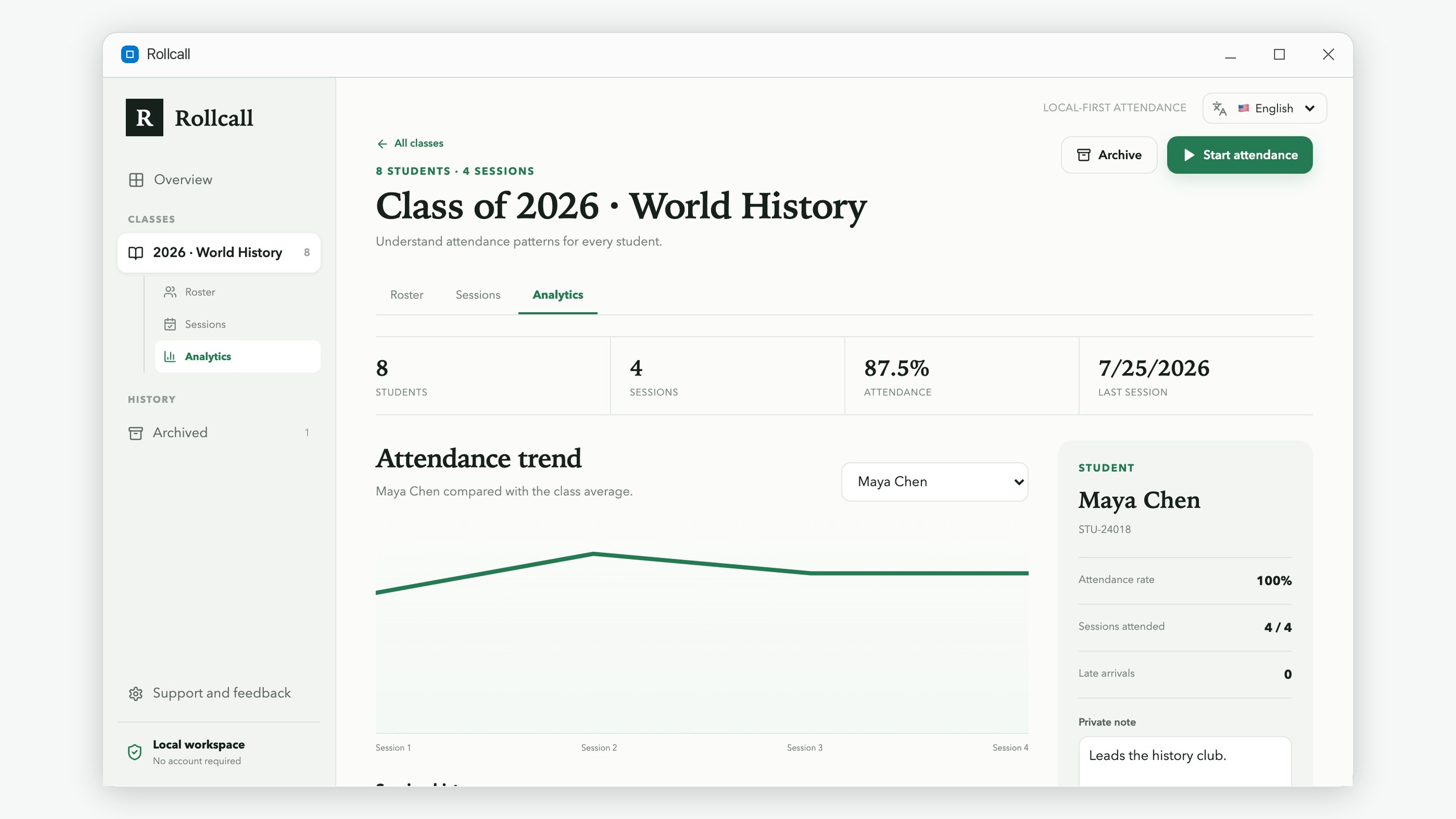 Rollcall: Class Attendance Manager