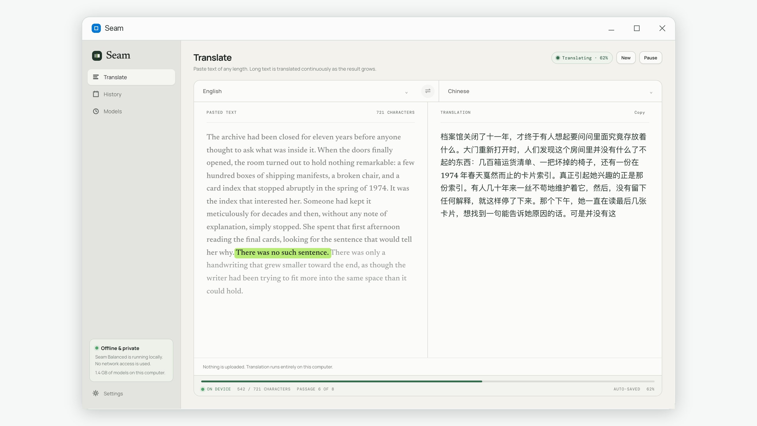 Seam: Offline AI Translator