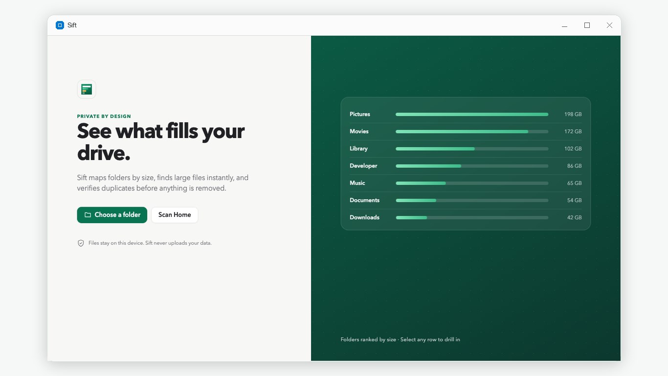 Sift: Disk Space & Duplicate Finder