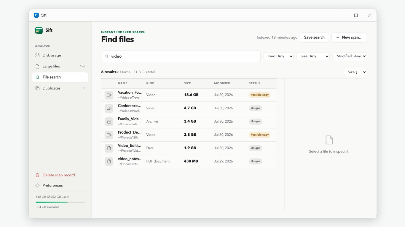 Sift: Disk Space & Duplicate Finder