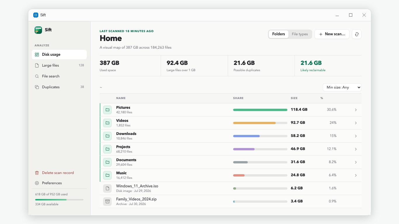 Sift: Disk Space & Duplicate Finder