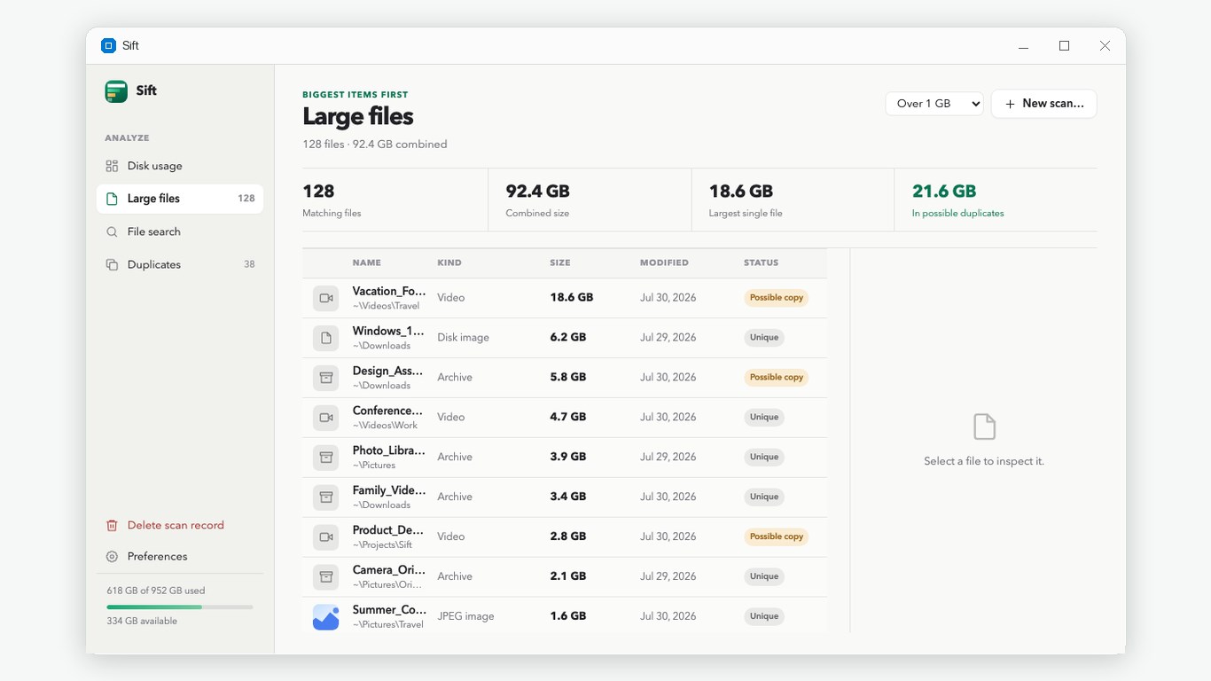 Sift: Disk Space & Duplicate Finder