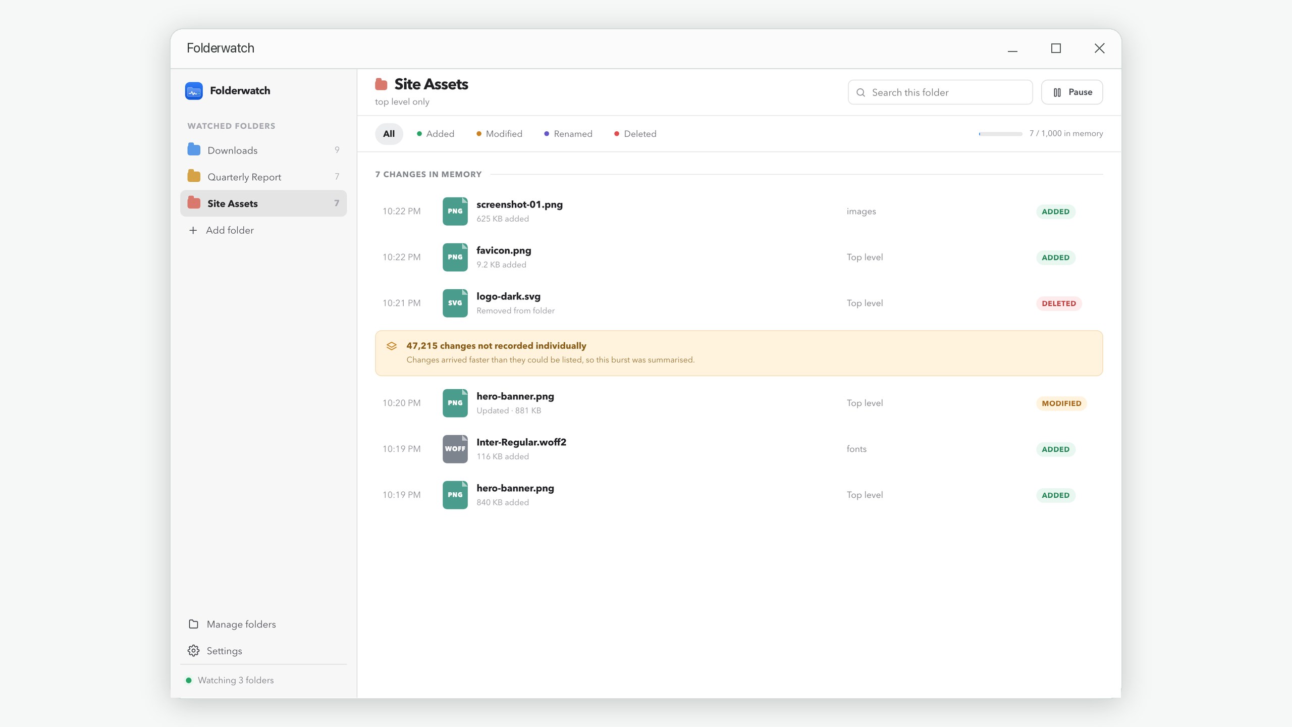 Folderwatch: Real-Time Folder Monitor