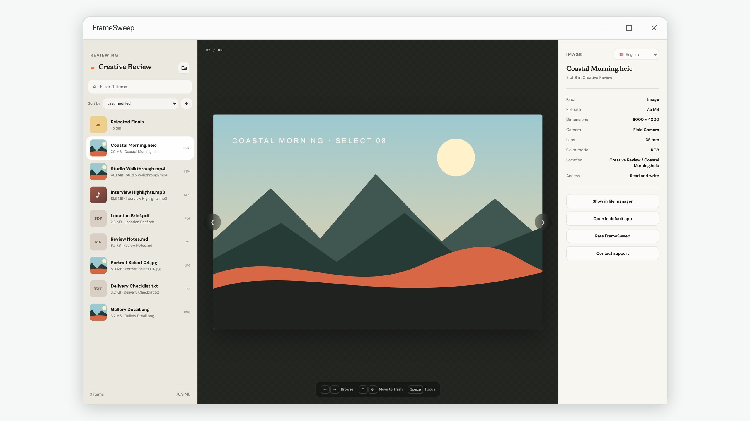 FrameSweep: Visual File Review