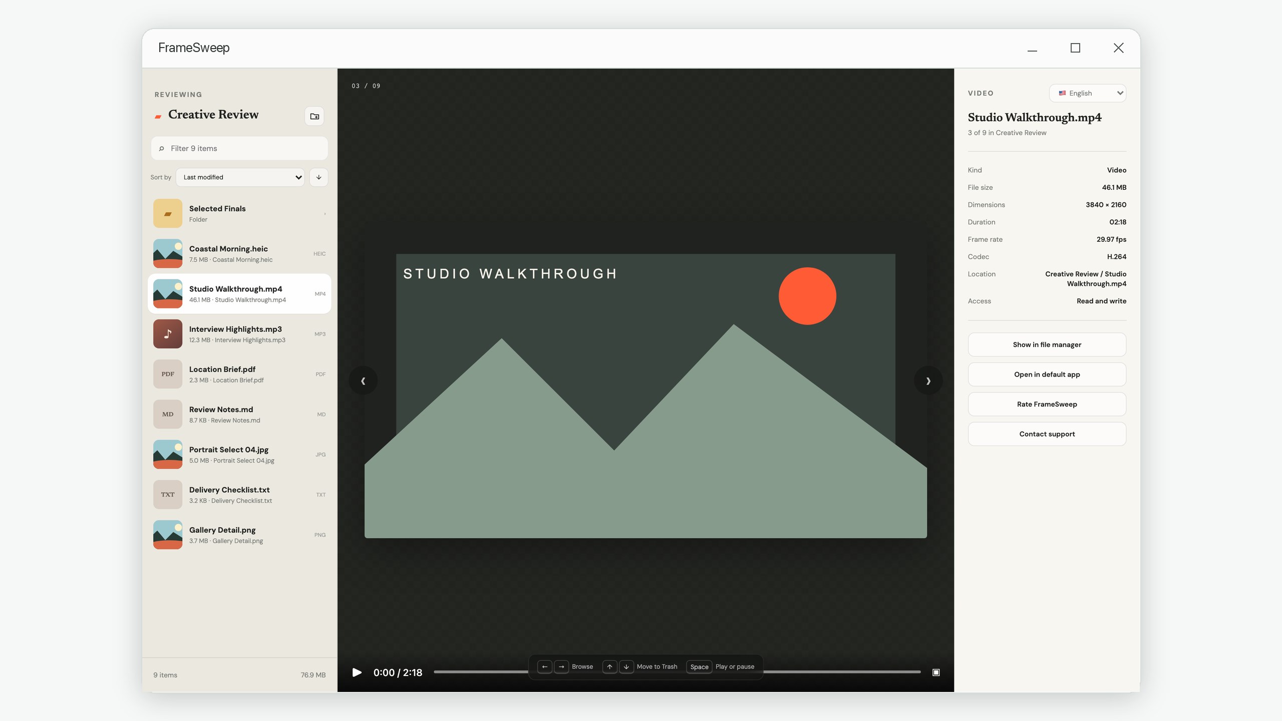 FrameSweep: Visual File Review