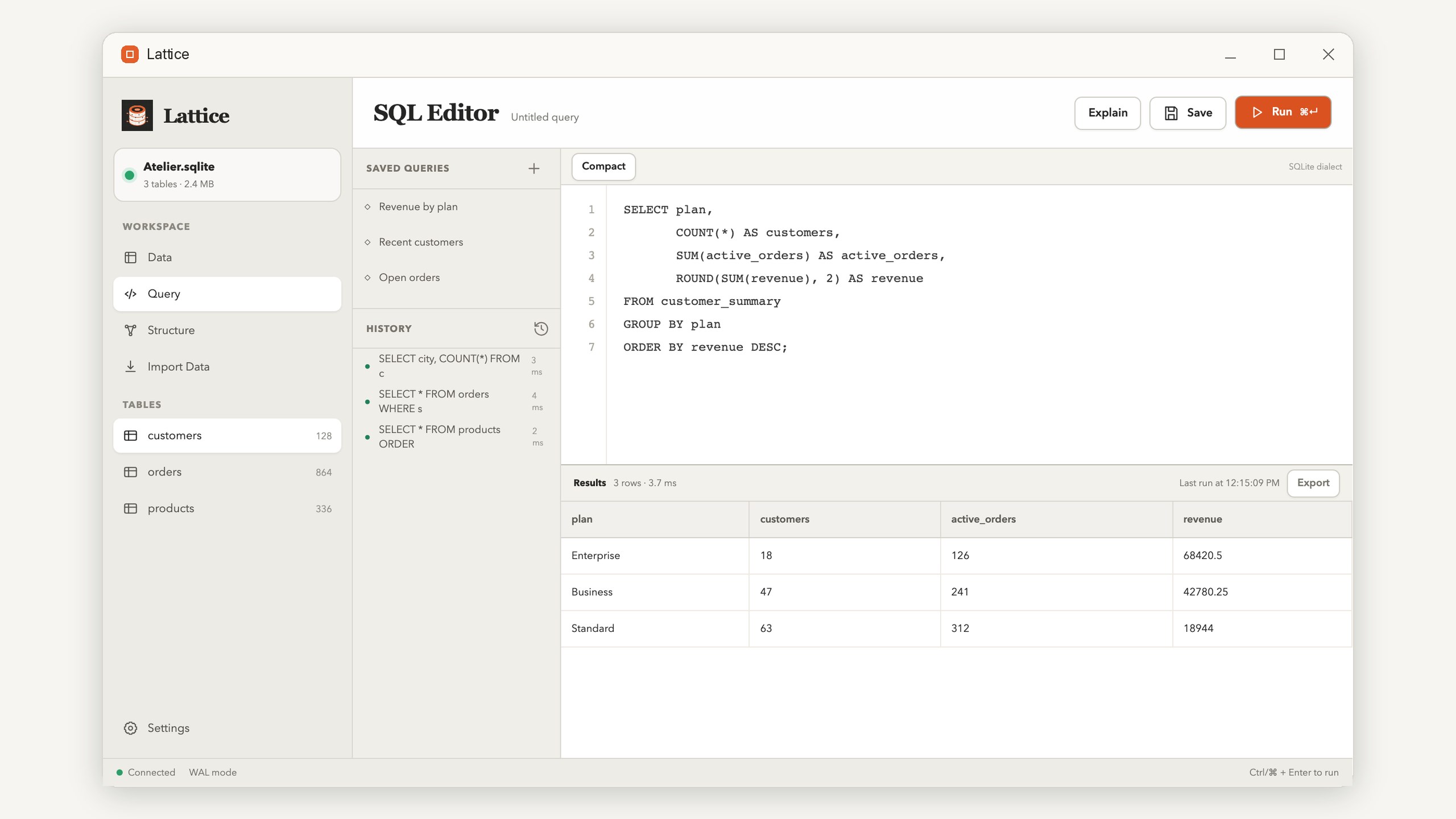Lattice: SQLite Studio