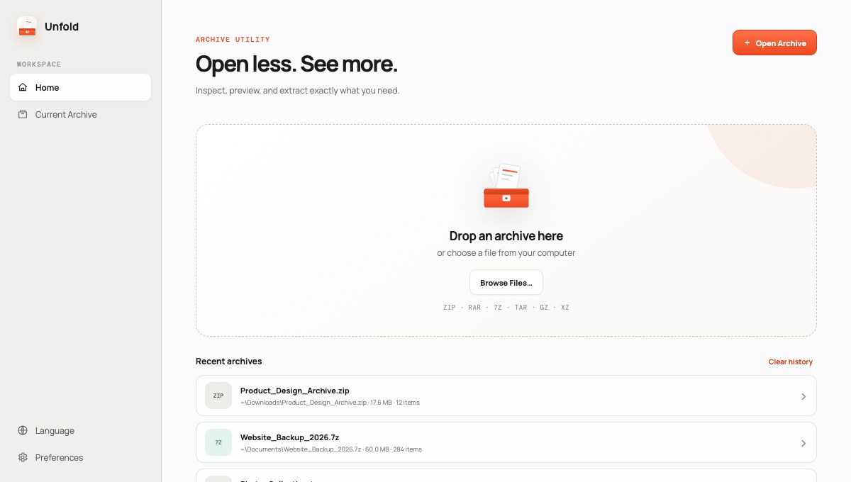 Unfold: Archive Explorer