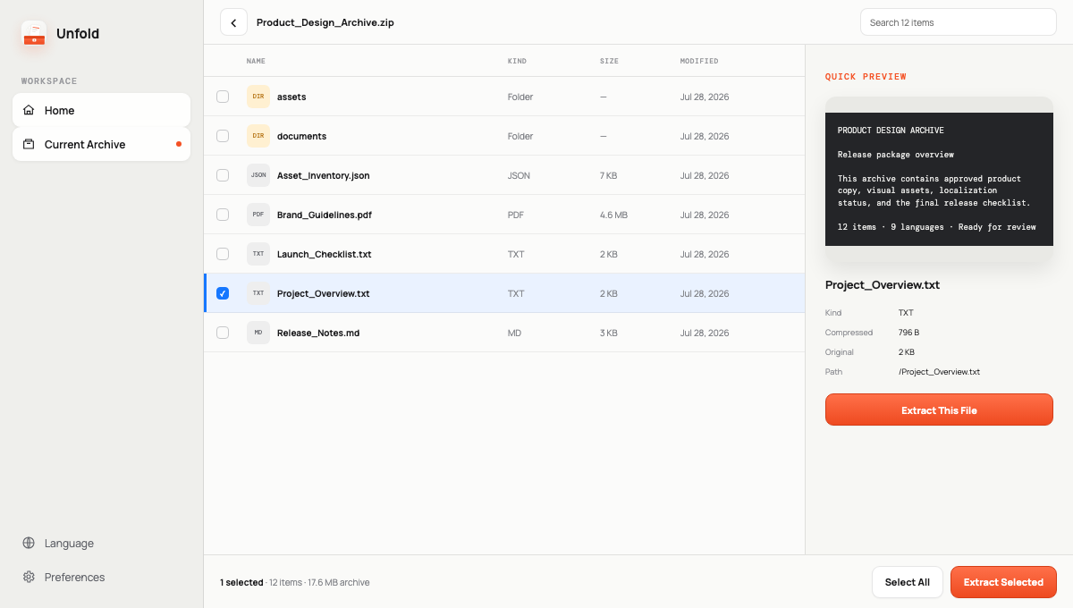 Unfold: Archive Explorer