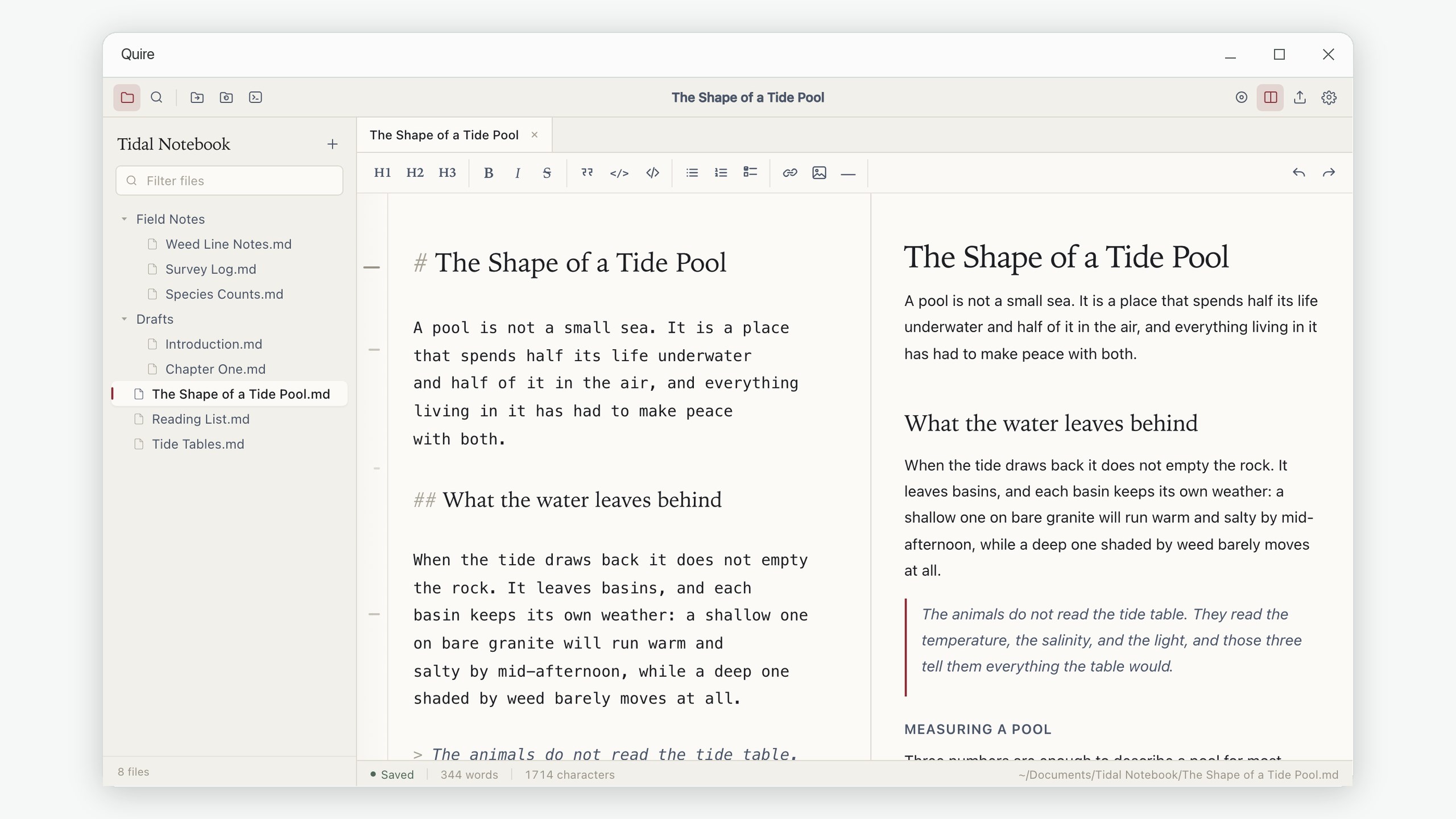 Quire: Markdown Editor