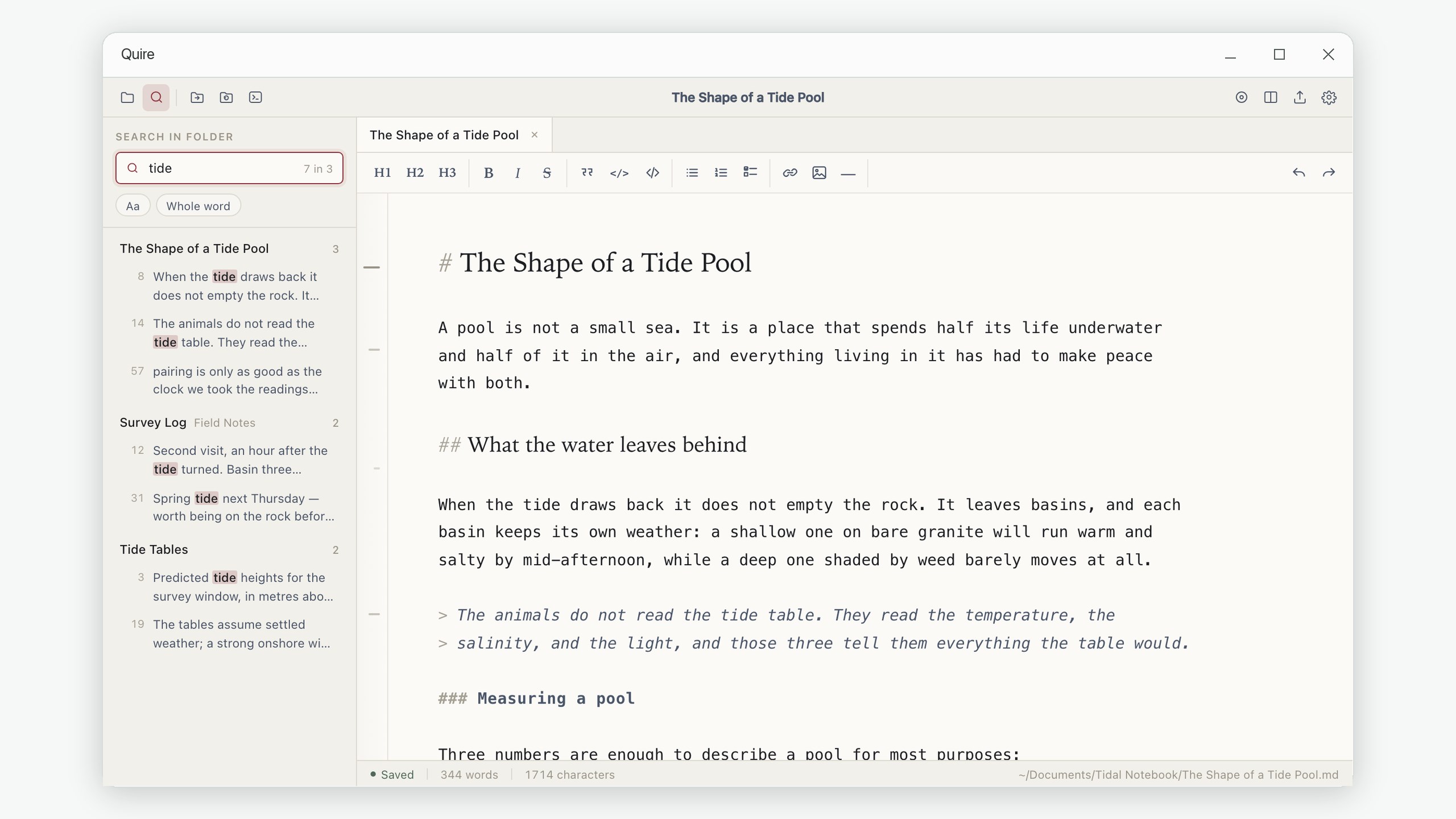 Quire: Markdown Editor